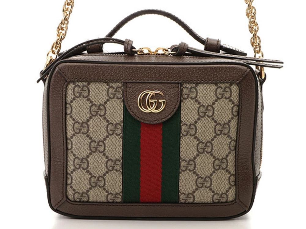 Gucci Ophidia GG Shoulder Bag Brown Leather